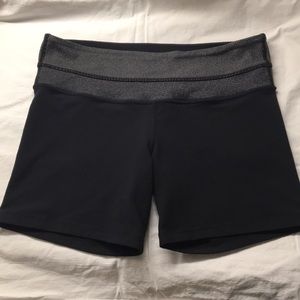 LuluLemon gym shorts, size 6. Black with grey trim